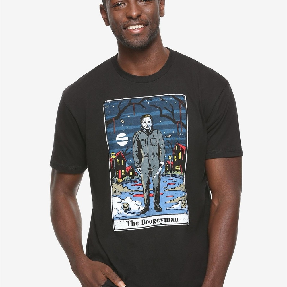 Black Halloween Michael Myers Tarot Card Graphic T-Shirt Large Horror NWOT